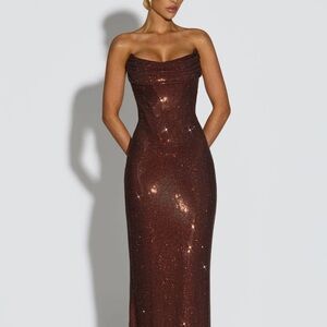 Glamorous Strapless Brown Dress